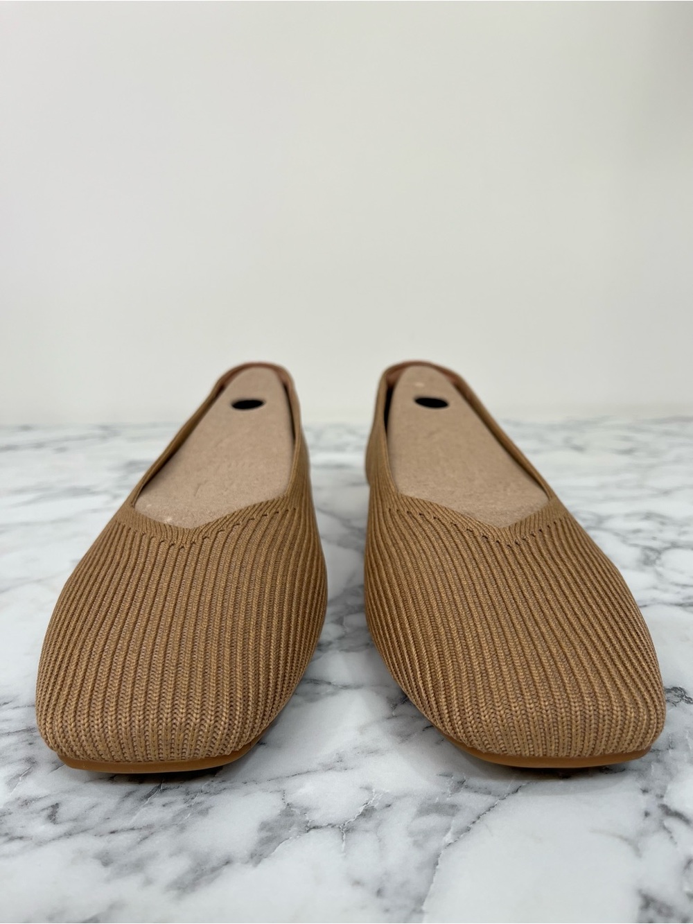 Vivaia Square-Toe V-Cut Margot 2.0 Slip On Ballet Flats Tan Size 43 U.S 11 - Picture 3 of 15